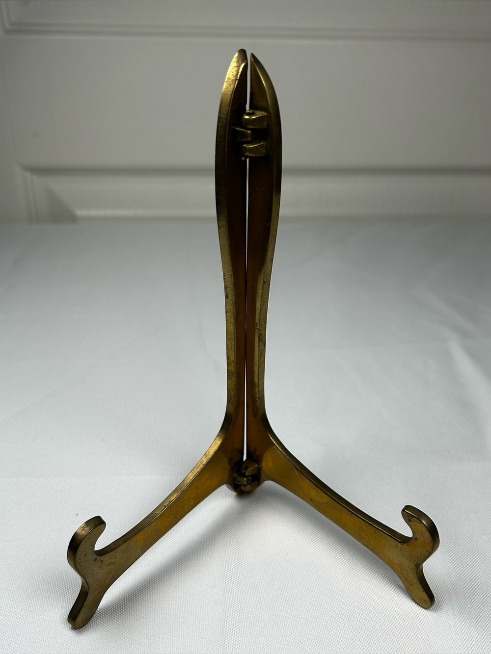 Vintage Very Solid Brass Easel Display Art Panel / Plate / Book Stand Folding 7”